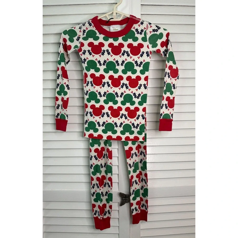 Hanna Andersson Size 120 6-7 Disney Holiday Mickey Mouse Organic Pajamas LJs